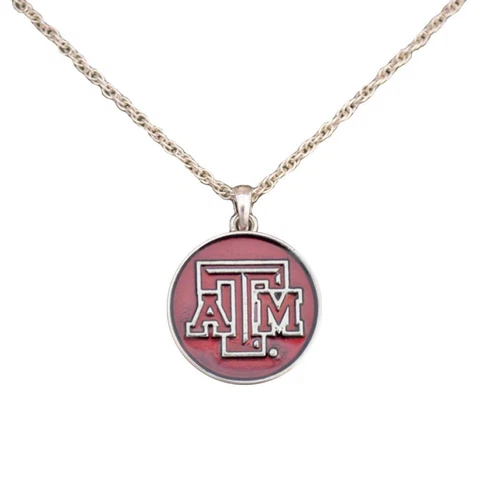 Texas A&M Aggies Translucent Enamel Maroon Silver Charm Necklace Jewelry TAMU Cover