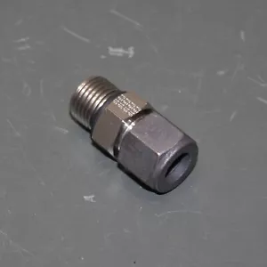 Parker Straight Coupler Adapter 6-6 ZHBA-SS, 3/8" CPI Tube x 3/8" SAE Pipe, SS - Picture 1 of 4