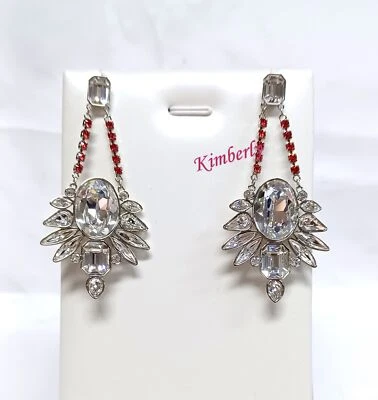 Swarovski Tosha Earrings Spike Shaped Indian Pink/Clear Crystal NEW 1181360 - Image 1 of 4