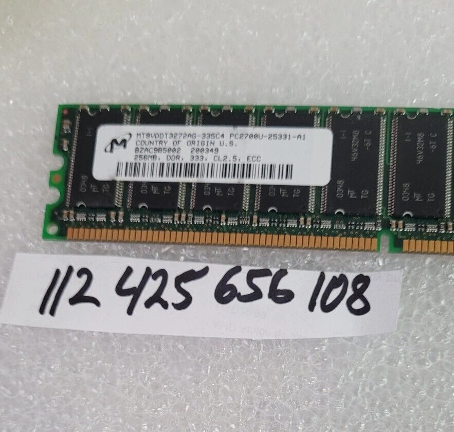   256MB DDR PC2700 333MHZ 184 PIN DIMM LOW DENSITY  DESKTOP PC RAM  ECC UNBUFFER - Image 1 of 1