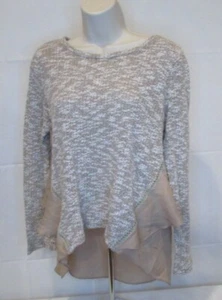 Entro Women's Large Beige and Tan Pullover Tunic Sweater Blouse - Picture 1 of 6
