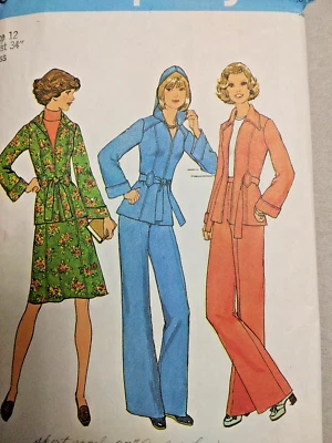 Pants Wide Leg Belted Jacket Skirt 12 Simplicity 7094 Sewing Pattern VTG Hooded - Image 1 of 4