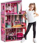 ROBOTIME Wooden Dollhouse Large Dreamhouse with Furniture Girls Play House Villa