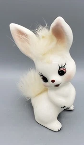 Vintage Ceramic Bunny Rabbit With Fuuziness, 4 3/4 In Tall - Picture 1 of 5