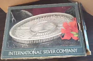 International Silver Company Relish piatto con scatola, placcato argento, cristallo, ovale, 14" - Foto 1 di 8
