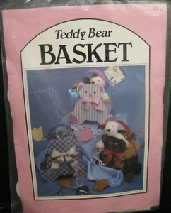 TEDDY BEAR BASKET PATTERN GB-6 UNCUT & INCLUDES 2 CARDBOARD DIE CUT SHAPES 7"x7" - Picture 1 of 3