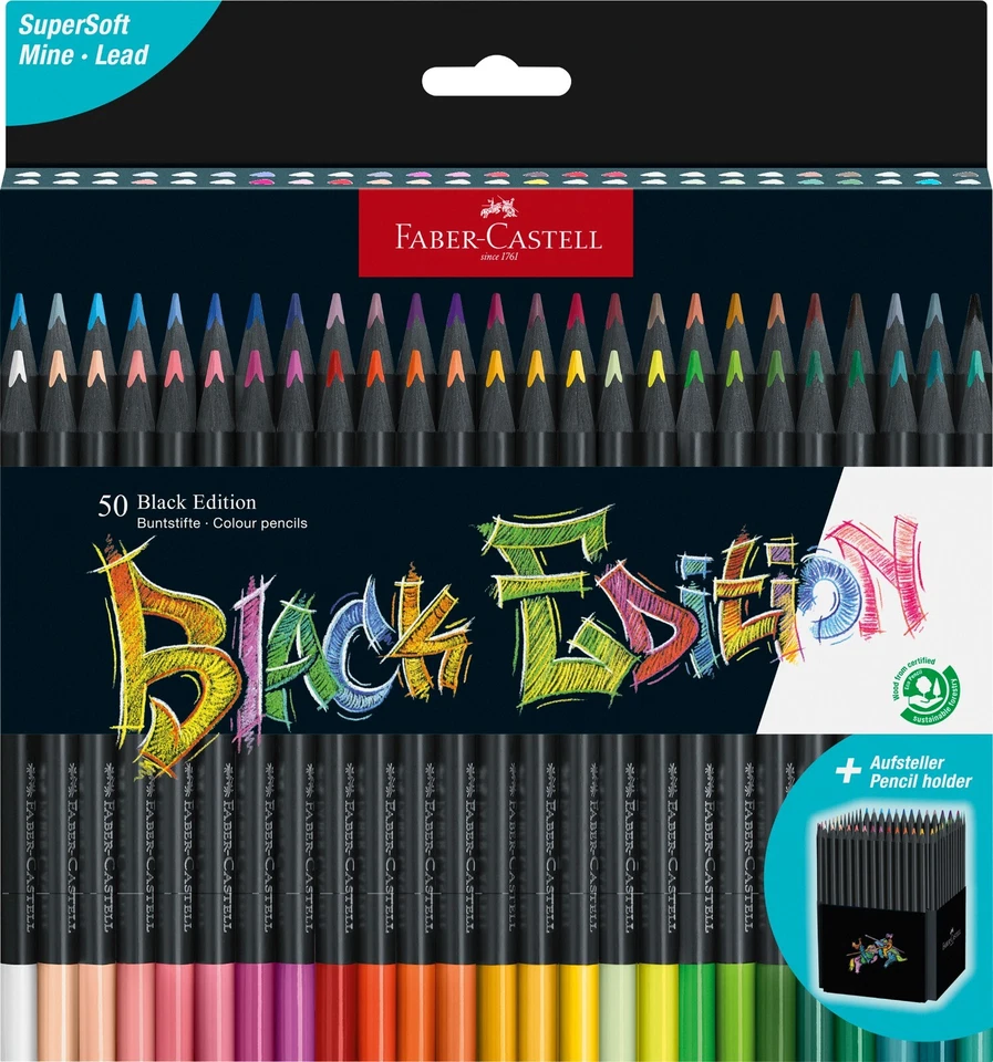 FABER-CASTELL 116450 Black Edition Bunstift - 50er Kartonetui
