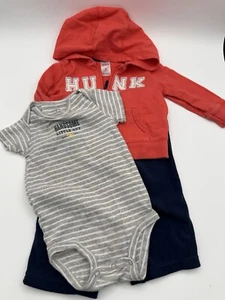 Carter’s Baby Boy 9 Months 3 Piece Set - Hunk Hoodie, Handsome - PreOwned - Picture 1 of 5