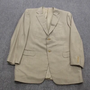 Ermenegildo Zegna Jacket Mens 54 Beige Silk Wool Coat Blazer Classic Notch Lapel - Picture 1 of 17