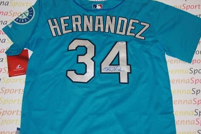Felix Hernandez Autographed Seattle Mariners Teal Jersey PSA  - Image 1 of 4