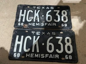 1968 TEXAS LICENSE PLATES HCK 638 - Picture 1 of 1