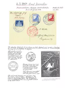 Germany-Postcard-1936-LZ 127 Zeppelin-Friedrichshafen to Leipzig trip 552/3 - Picture 1 of 1