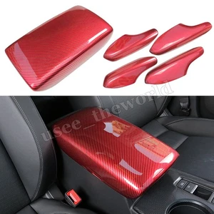 Red Carbon Fiber Door Armrest Panel Armrest Box Cover For Honda Civic 2022-2025 - Picture 1 of 12