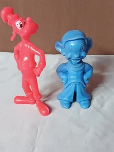 Vintage 1970s Walt Disney Productions Plastic Toy Figures Goofy Red Dopey Blue - Picture 1 of 13