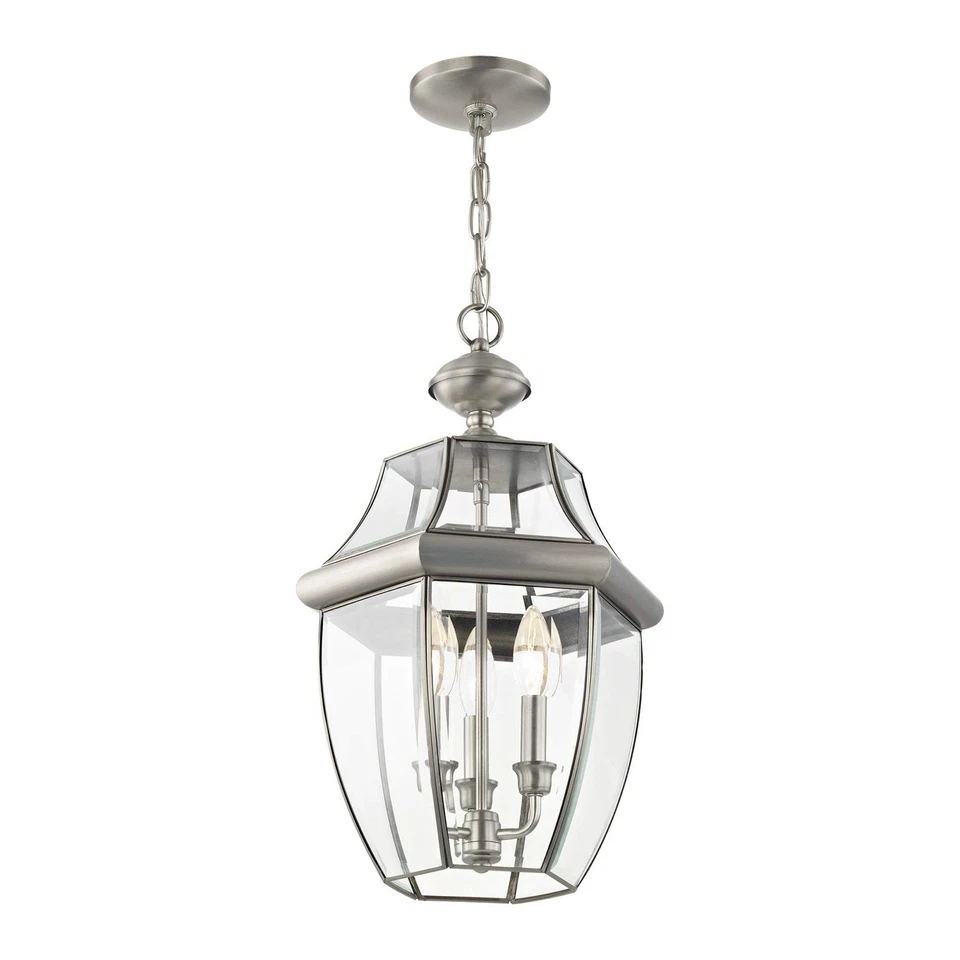 Livex Lighting 2355 Monterey 3 Light Outdoor Pendant Brushed Nickel