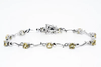 Brazalete tenis citrino corte redondo natural de 3,15 quilates de plata de ley $395,925 Foto 1 de 4