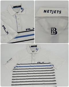 RLX Ralph Lauren Polo Shirt Mens Small Zurich NetJets Tour Series Golf Striped - Picture 1 of 9