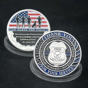 20 PCS God Bless The Police Coin For Your Service Challenge Coins Thank You - Picture 1 of 11