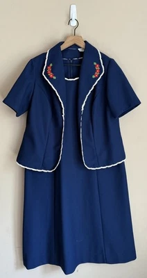 Dress Vintage Lane Bryant Sheath Jacket Floral 60s 70s Womens Size 1X 14W 16W - Image 1 of 4