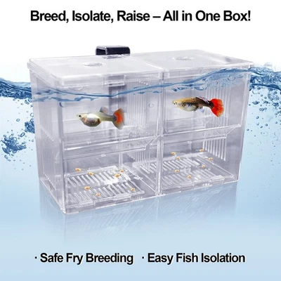 Caja de cría de pecera, caja de incubación de aislamiento de acuario para alevines, guppy, betta Foto 1 de 4