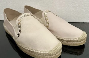 Salvatore Ferragamo Telendos Bone Calf Chain Espadrilles Flats Shoes Size 8 C 1 - Picture 1 of 9