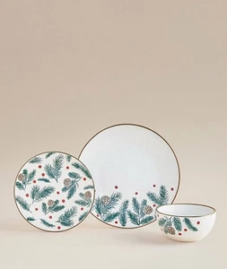 12 Piece Christmas Dinner plate Set Tableware Dinnerware  - Picture 1 of 6