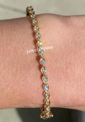 Certified Lab Grown Diamond Women's Wedding Bangle Bracelet In Real 925 Silver - Image 1 of 4