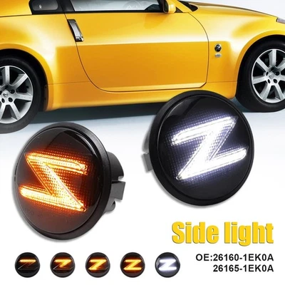Dynamic Amber LED White Side Turn Marker Lightfor Signal 2003-2009 Nissan 350Z - Image 1 of 4