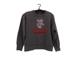 Vintage 90s Colosseum Athletics Gray Sweatshirt XL Wisconsin Badgers Raw Edge - Picture 1 of 5