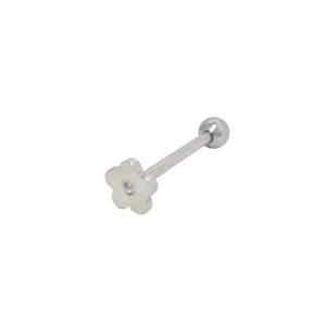 Anillo de lengua diseño de flores con joyas cabeza plana cabeza plana - Imagen 1 de 10