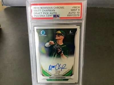 2014 BOWMAN CHROME #MCH MATT CHAPMAN DRAFT PICK AUTO PSA 9 AUTO 10 - Image 1 of 2
