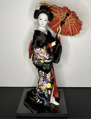 Estatuilla Muñeca Japonesa Resina Mediana Moderna Multicolor Soporte Libre Decoración Geisha Foto 1 de 4