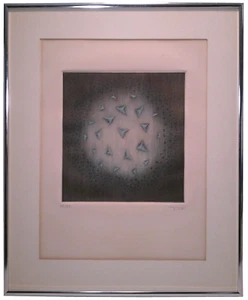 ARTHUR-LUIZ PIZA (BRAZIL 1928-2017) 'BLAUER PLATZER' PNCL SGND #47/99 CHROM FRM - Bild 1 von 18