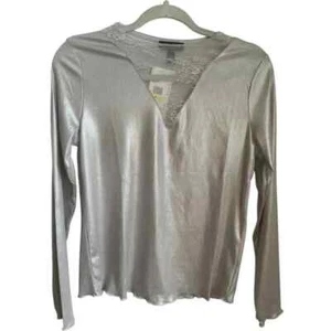 NWT Women's Jessica Simpson Silver Lace Top Large $54.50 MSRP SPRING M - Picture 1 of 7