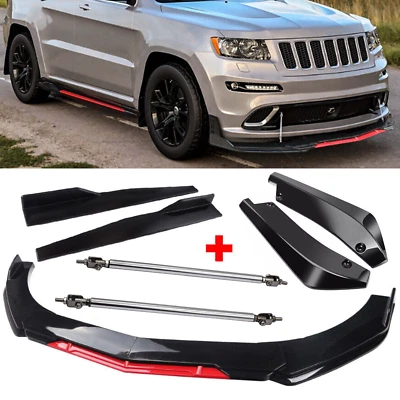Front Bumper Lip Splitter Spoiler Body Kit + Side Skirt For Jeep Grand Cherokee Foto 1 de 4