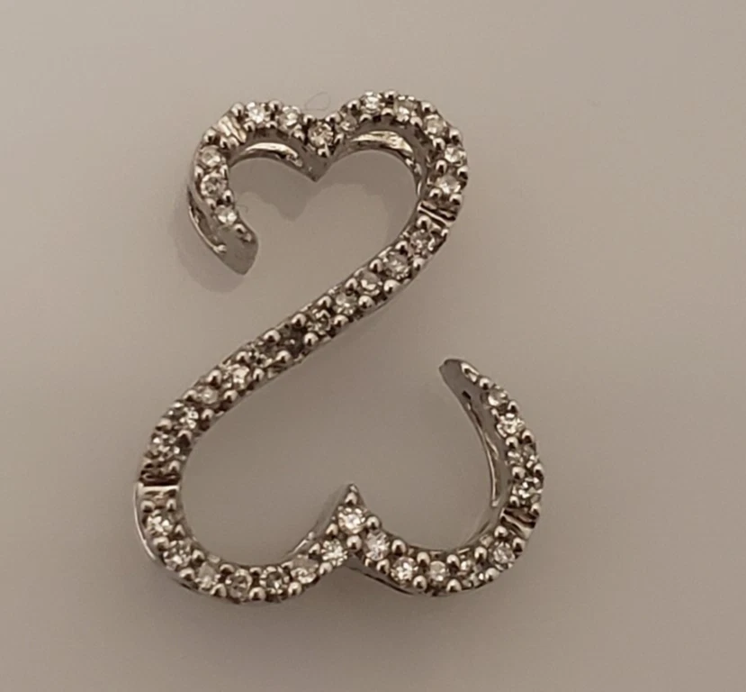 Pingente de coração aberto Jane Seymour ouro branco 14k diamante 1/10 cttw - Imagem 1 de 4