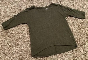 New York & Company Women's Knit Soft Tee, 3/4 Sleeve, Olive Green, Size Small - Picture 1 of 4