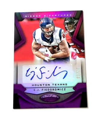 2016 Certified Mirror Signatures Purple AUTO 09/10 #11 C.J. Fiedorowicz Texans - Image 1 of 2