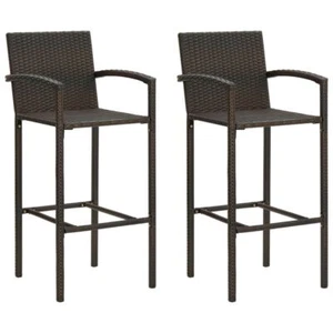 Bar Stool Set Of 2 UV-Resistant Poly Rattan Indoor Outdoor Counter Chair Seat - Picture 1 of 8