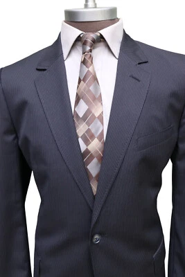 Nuevo con etiquetas Abrigo Blazer Dolce & Gabbana Gris Pizarra Lana Rayas Dos Botones Talla 48L Foto 1 de 4