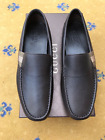 Gucci Shoes Leather Loafer Brown UK 10.5 US 11.5 44.5 Web Green Mens Driver New