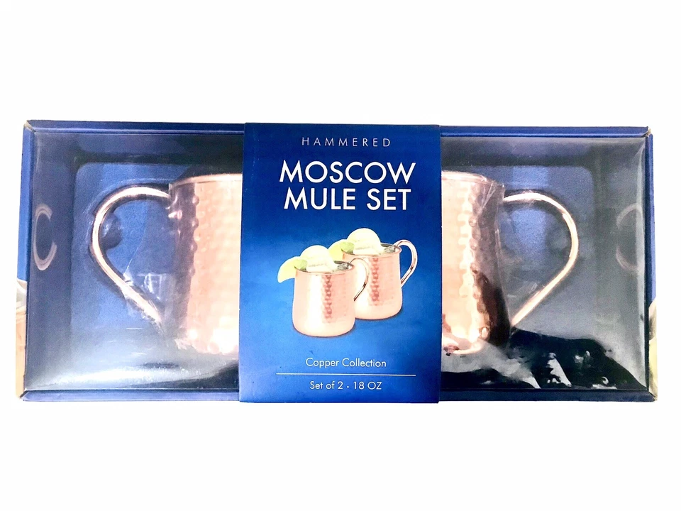 18 Oz Hammered Copper Moscow Mule Mugs - Set of 2