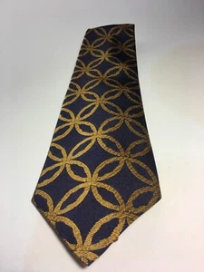 Beautiful Wembley navy blue with interlocked green orange circles neck tie 53" - Picture 1 of 9