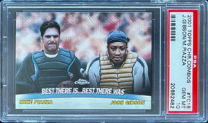 2001 TOPPS COMBOS #TC18 MIKE PIAZZA & JOSH GIBSON HOF PSA 10 GEM MT ** POP 2