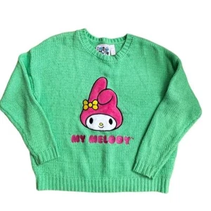 Forever 21 Sanrio My Melody Green Knit Sweater M Pullover Cute - Picture 1 of 5