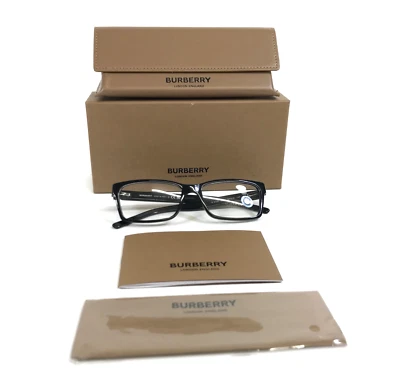 Burberry Eyeglasses Frames B2108 3001 Shiny Black Rectangle Full Rim 54-16-140 - Image 1 of 4