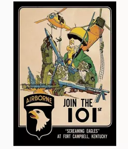Vietnamkrieg Fallschirmjäger Rekrutierung Poster FOTO 101. US-Armee luftgestützt - Bild 1 von 2