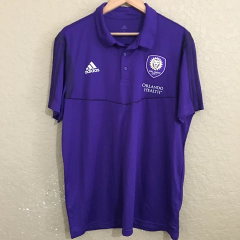 Adidas Orlando City SC Jersey Mens XL Purple Polo Shirt Climalite Cover