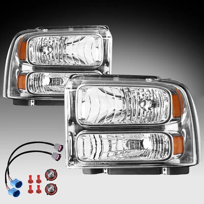 Fit 1999-2004 Ford F250 Ford Super Duty Excursion Conversion Headlights W/bulb - Image 1 of 4