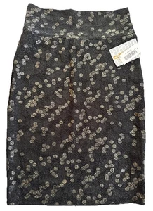 NUEVA Falda Lápiz LuLaRoe Pequeña Elegante Negra Plateada Metálica Vacaciones Cassie - Imagen 1 de 8
